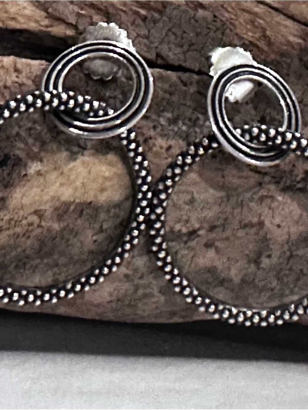 LAGOS Caviar and Fluted DOUBLE CIRCLE 925 Sterling Silver Drop Earrings